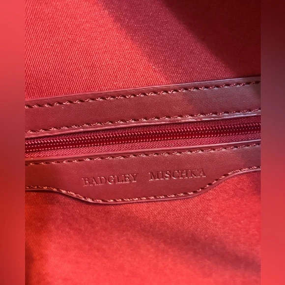 Badgley Mischka red and gold tweed backpack with gold studs - Picture 4 of 9